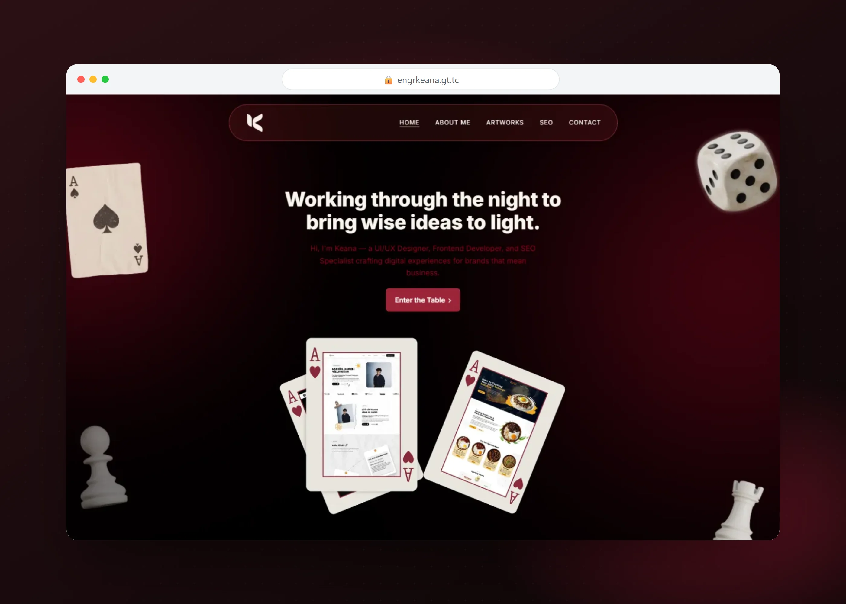 Keana's Portfolio, screen 1