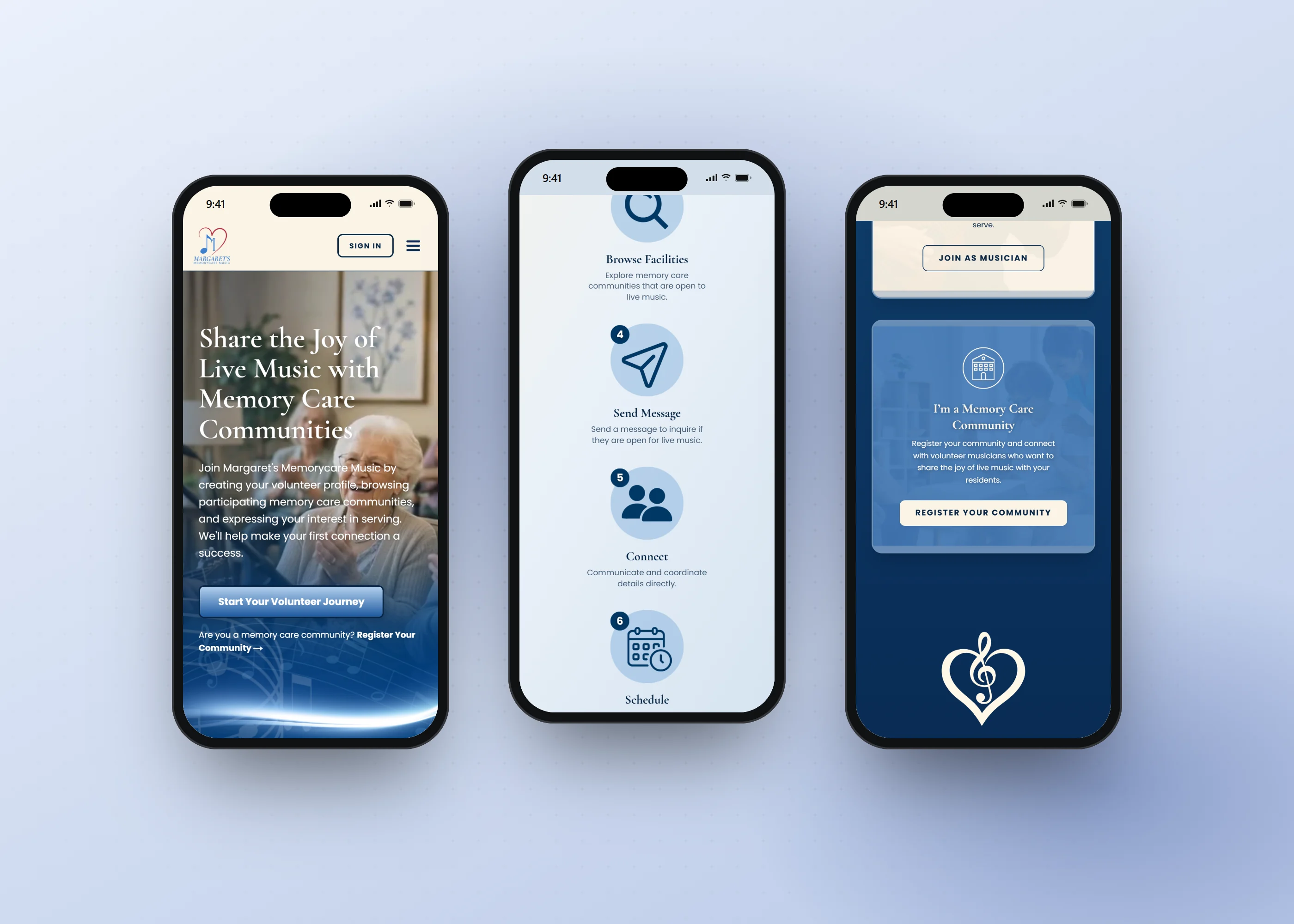 Margaret's MemoryCare Music, screen 2