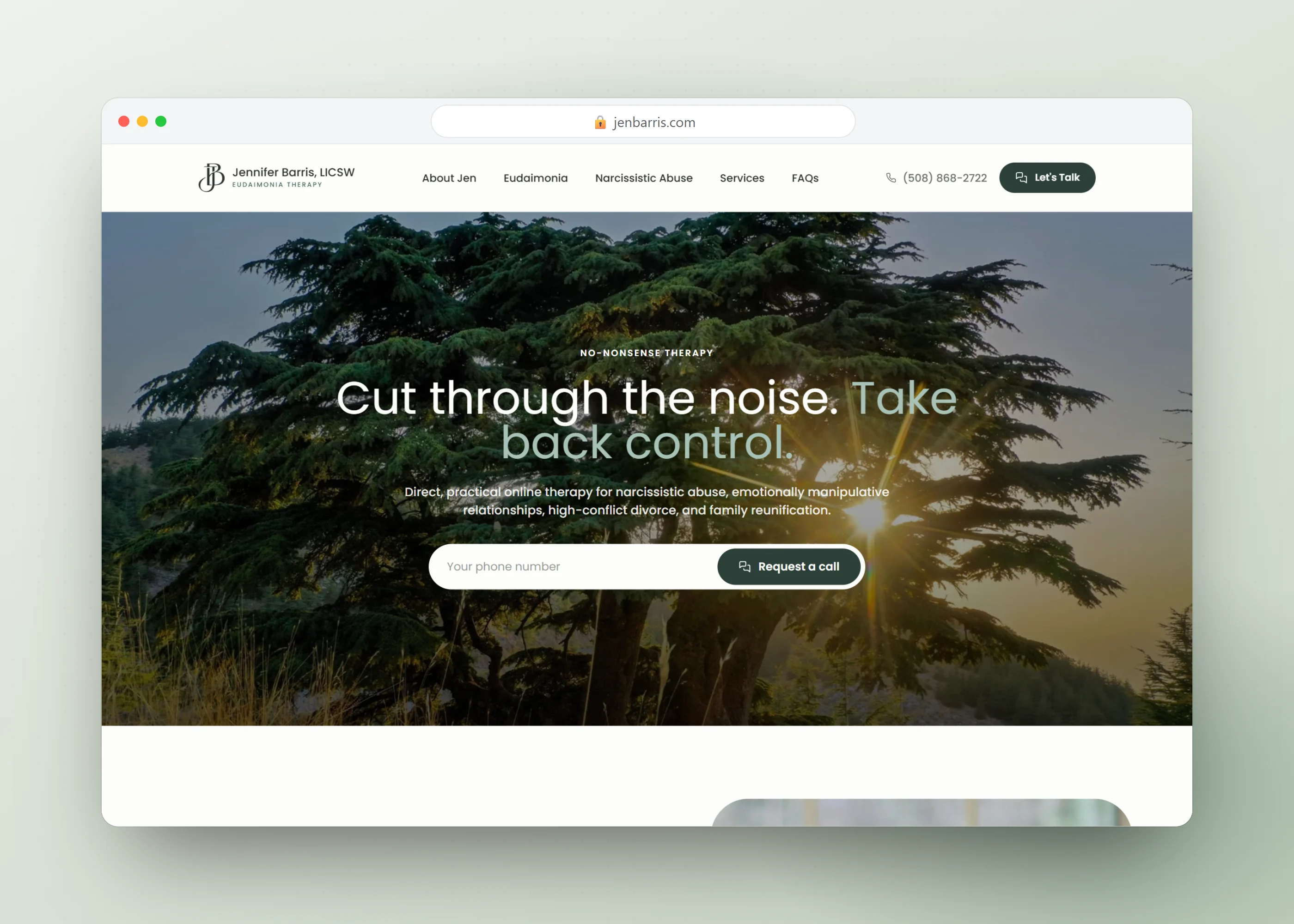 Jen Barris' Website, screen 1