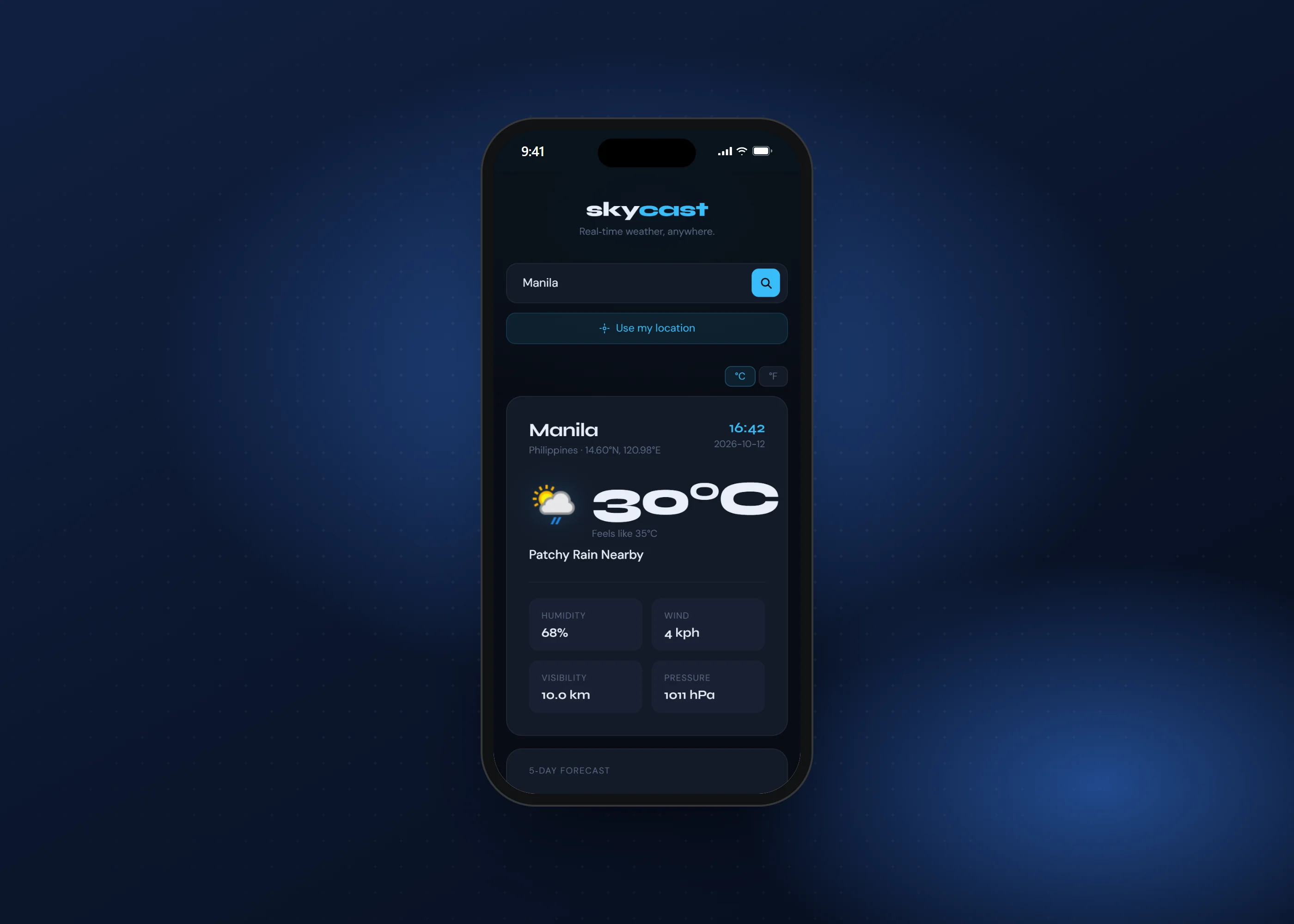 Skycast — Real-Time Weather App, screen 2