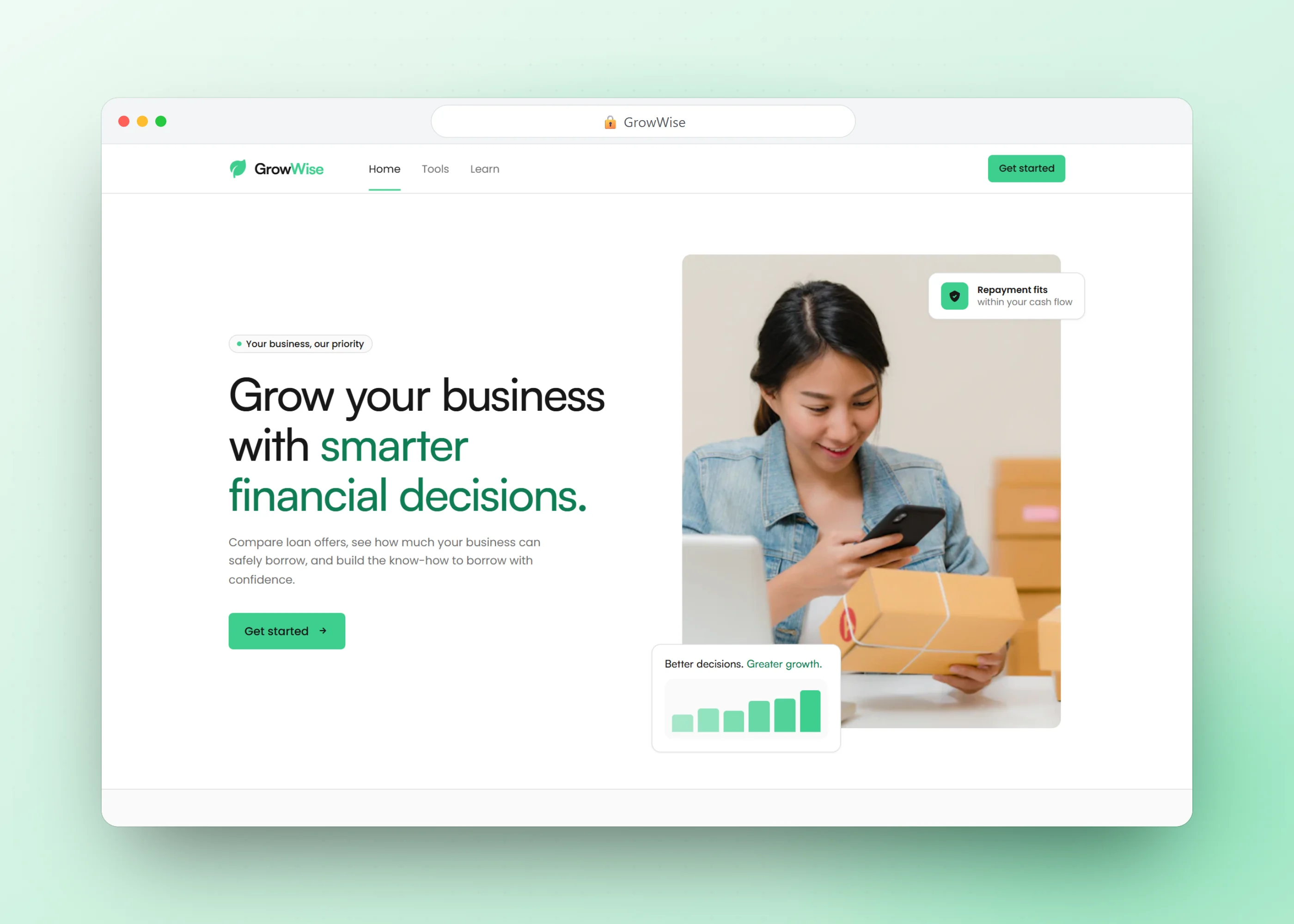 GrowWise, screen 1