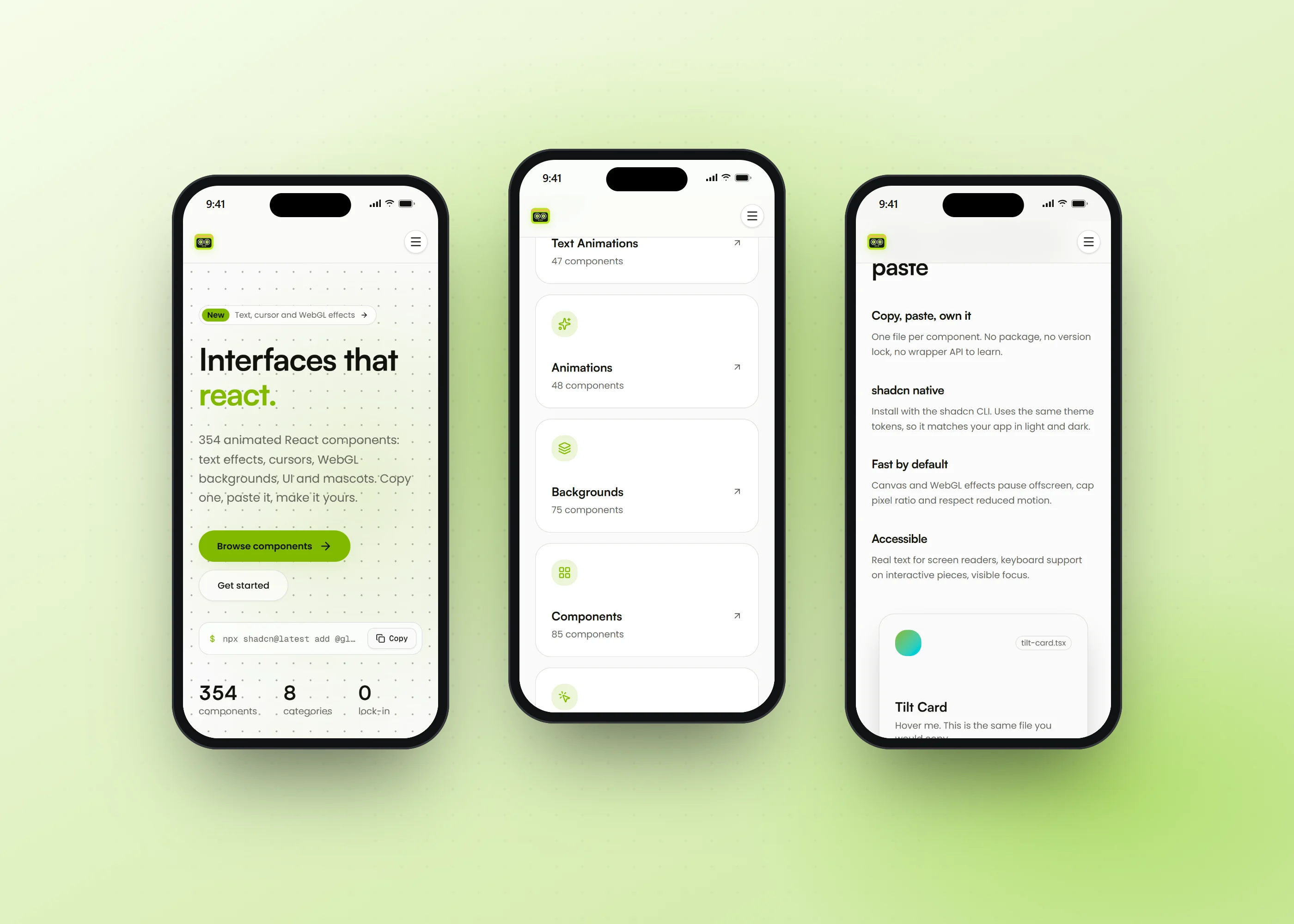 Glint UI, screen 2