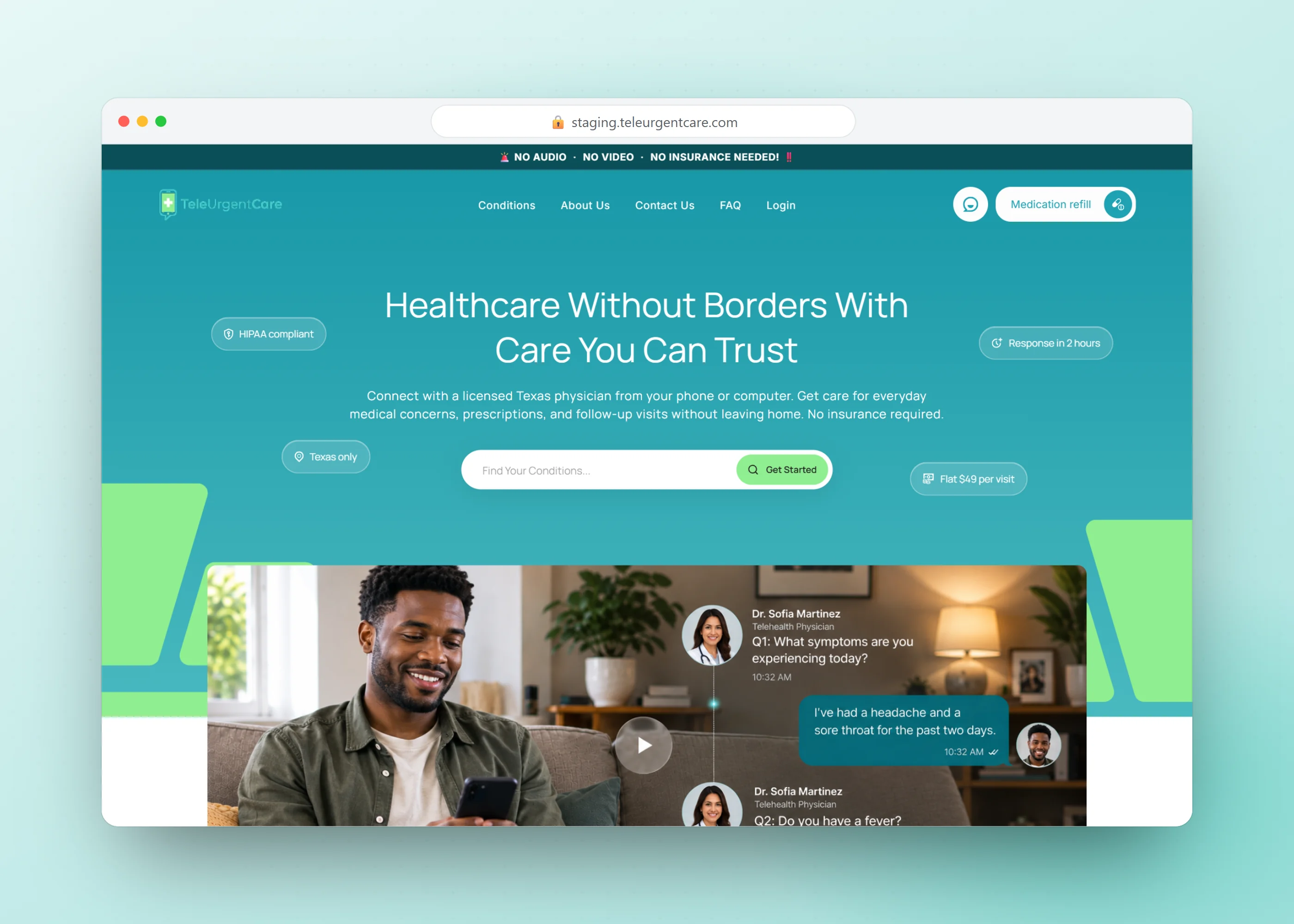 TeleUrgentCare PLLC, screen 1
